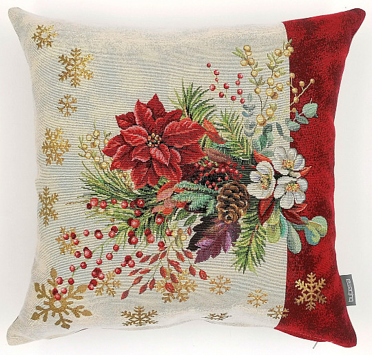 Weihnachts-Wandteppichbezug WEIHNACHTSSTRAUSS MIT ROTEM STREIFEN