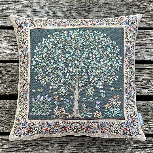 Gobelin-Kissenbezug DER GLÜCKSBAUM grün