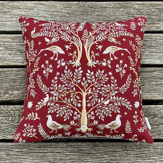 Gobelin-Kissenbezug WILLIAM MORRIS burgunderrot – überall