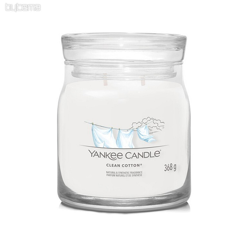 Kerze YANKEE CANDLE Duft CLEAN COTTON GLASS MITTEL 2 DOCHTE