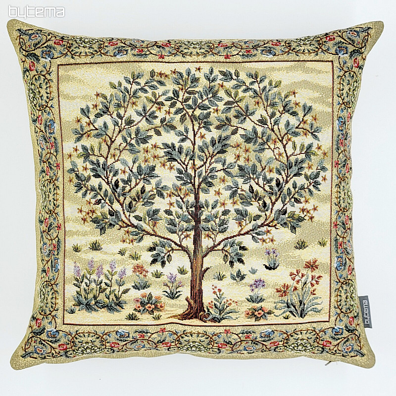 Gobelin-Kissenbezug TREE OF HAPPINESS beige