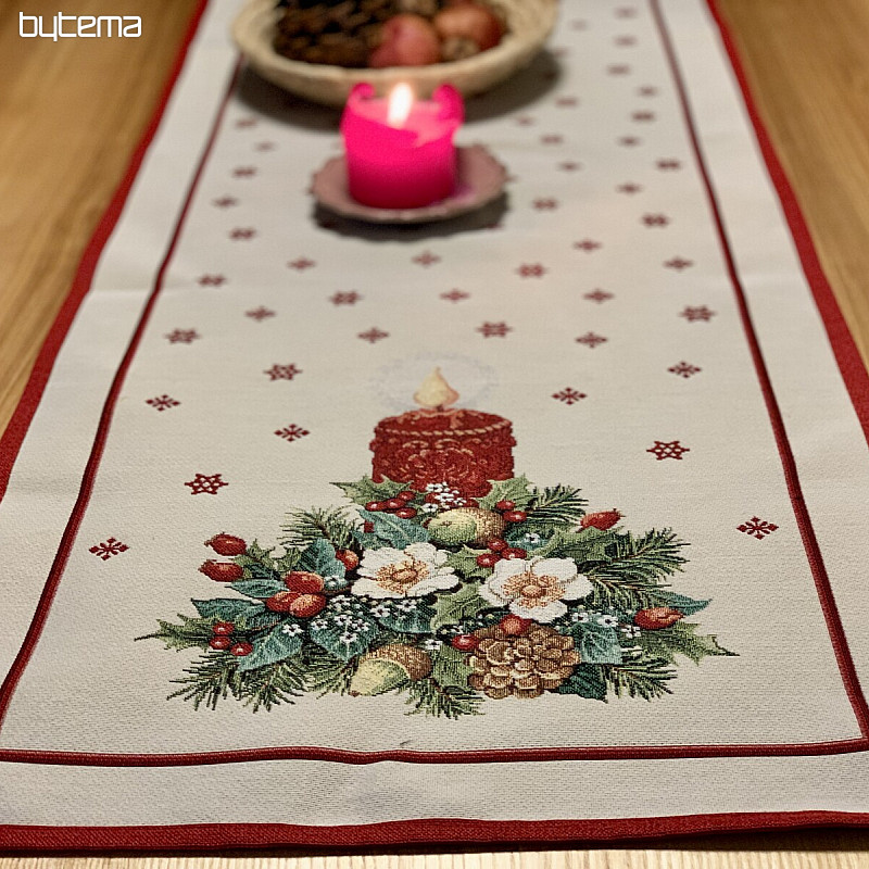 Gobelin-Tischdecke und Schal WEIHNACHTSKERZE