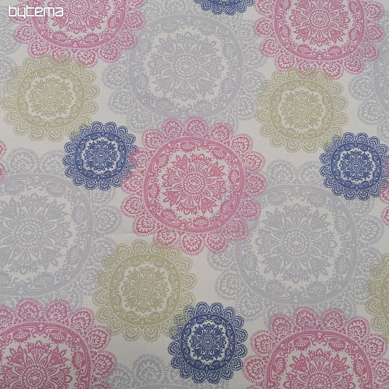 Dekorstoff MANDALA pink-grau