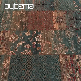 Luxus-Wollteppich ROYAL PATCHWORK grün