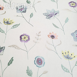 Bestickter Dekostoff mit Blumen RICHMOND lila