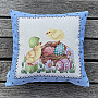 Gobelin-Kissenbezug EASTER CHICK blauer Rahmen