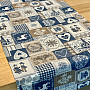 Gobelin-Tischdecke, Schal PATCHWORK HERZ blau