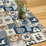 Gobelin-Tischdecke, Schal PATCHWORK HERZ blau