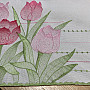 Bestickte Tischdecke und Schal Rosa Tulpen