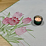 Bestickte Tischdecke und Schal Rosa Tulpen